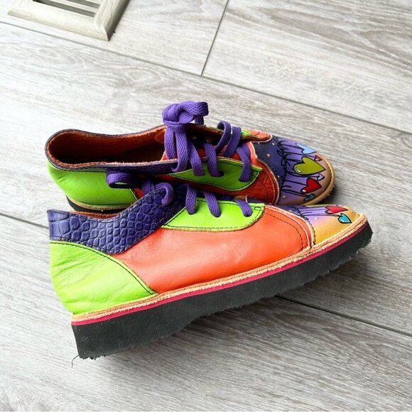 Soletech Hand Painted  Soft Leather Design Lace Up Shoes - Picture 8 of 14